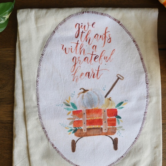🍁 Give Thanks Ornate Dish Towel - Picture 2 of 2